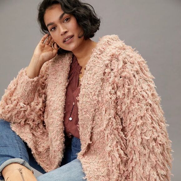 Pilcro Isla Looped Faux Fur Cardigan | Anthropologie - Picture 4 of 9